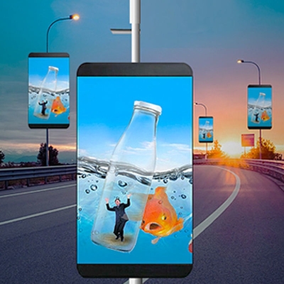 Outdoor Pole-mounted Street LED Displays IP65 Remote Control Intelligent Monitoring