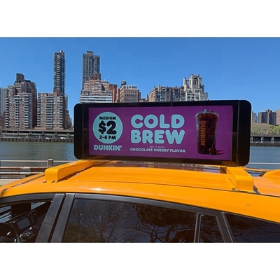 P4 Taxi Top Led Display 960mm*320mm Double-Side Ip65 4g/Wifi Control Taxi Roof Advertising Screen
