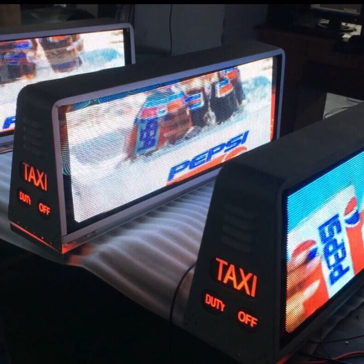 Customized Outdoor Full Color P5 Taxi Top Advertising Signs 9500K - 11500K