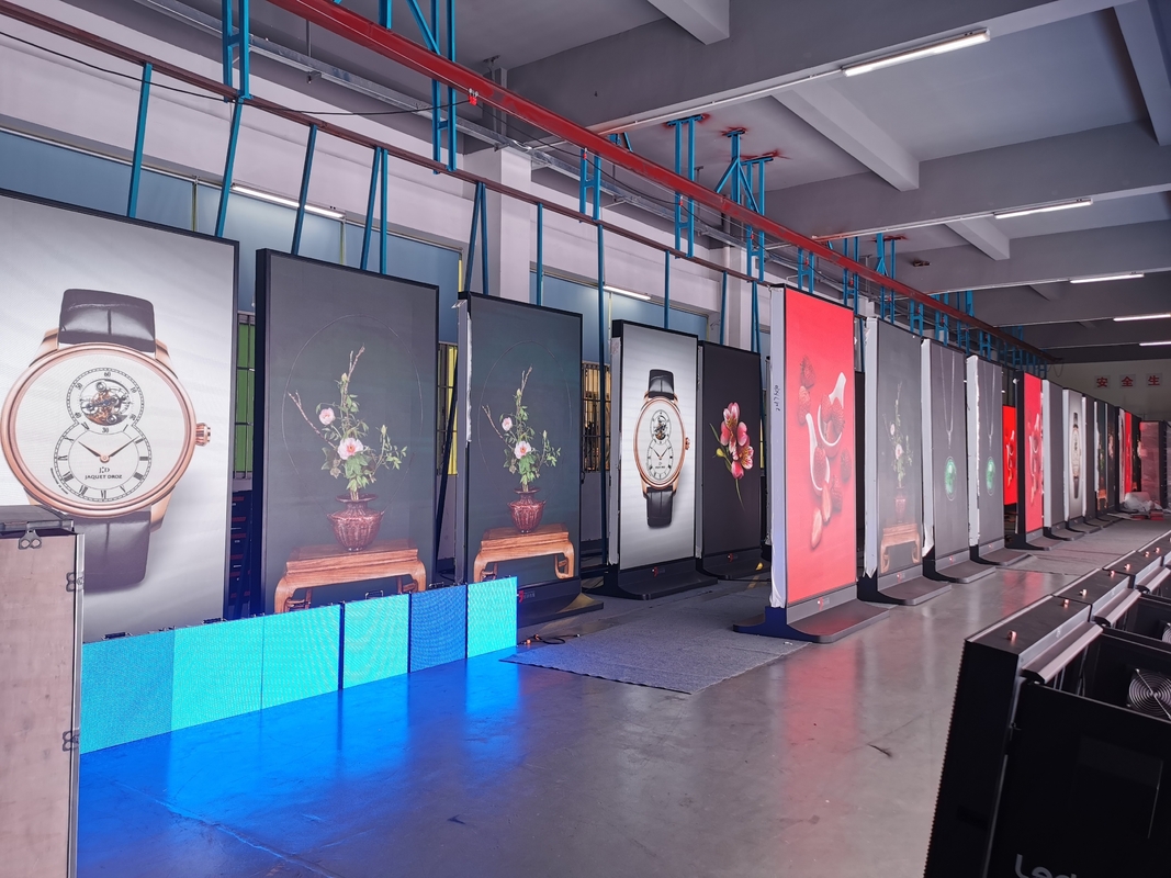 Led Poster Display 1200*740mm Iron Cabinet Digital Signage Screen Features Multiple Displays And 360 Degree Rotation