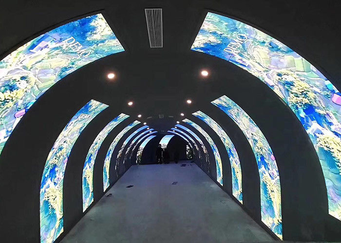 P2 Flexible Video Advertising Indoor Led Screen Curved Cylinder Display Integrated Forming Light And Thin Module