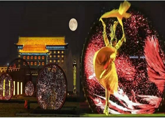 Outdoor LED Flexible Mesh Screen,Curtain LED display, Curtain video wall IP66, P31.25 Light weight , Applicated