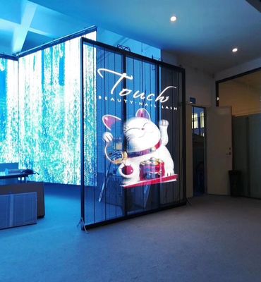 Transparent LED video wall commercial advertisment on glass wall etc